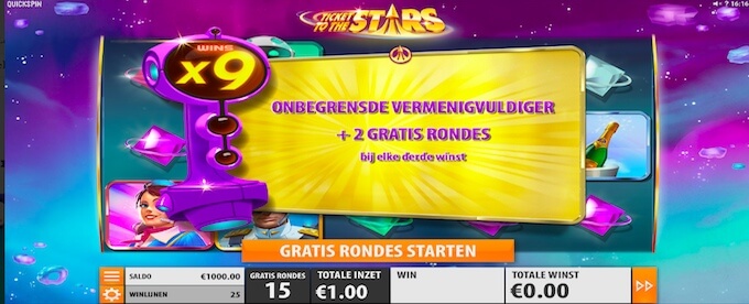 Gratis spins feature Ticket To The Stars Ticket To The Stars gokkast gratis spins